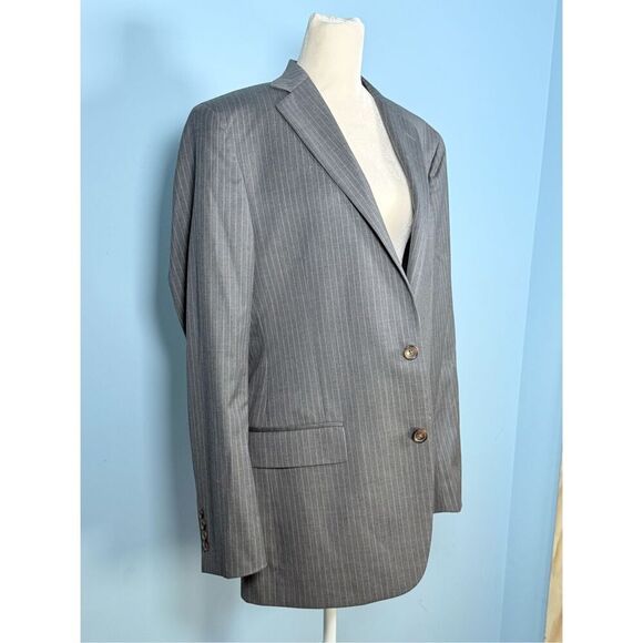 Brooks Brothers 346 Fitzgerald Fit Two Button Wool Blazer Jacket 40L Grey - Picture 2 of 14
